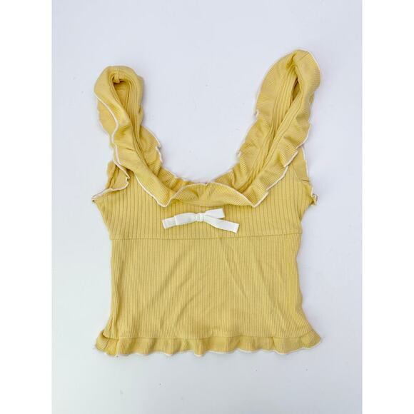 Kimichi Blue yellow bow ribbed tank - size small - Picture 1 of 4